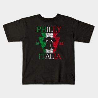 Vintage Italian Flag Liberty Bell Philly Fan Philadelphia Map Original Kids T-Shirt